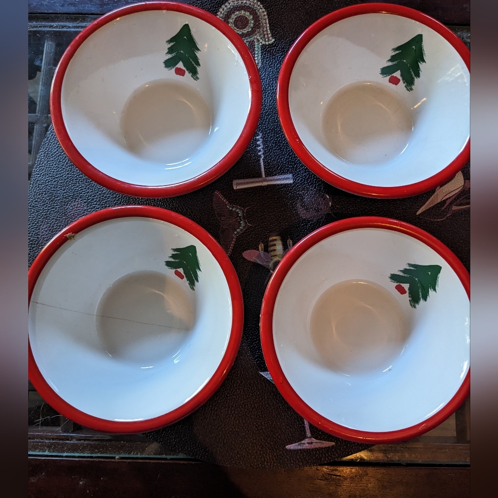 Marimekko + Pfaltzgraff 1985 Christmas Tree🎄 4 bowl set *rare*